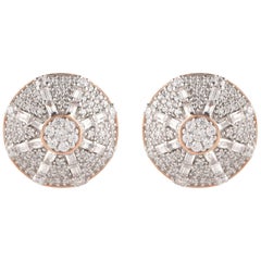TJD 1.0 Carat Round and Baguette Diamond 18 Karat Rose Gold Wheel Earrings