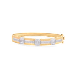 TJD Bracciale con cerniera in oro giallo 18 carati con diamante rotondo e baguette da 1,0 carati