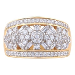 TJD 1.0 Carat Round and Baguette Diamond 18KT Yellow Gold Composite Wedding Band