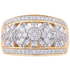 TJD 1,0 Karat runder und Baguette-Diamant 18KT Gelbgold Composite Ehering