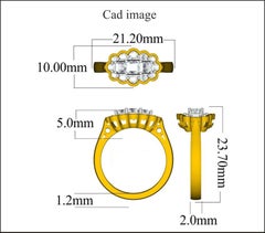 TJD 1.0 Carat Round and Princess Cut Diamond 14 Karat Yellow Gold Fashion Ring