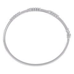 TJD Bangle fashion con diamanti rotondi e taglio baguette da 1,0 carati in oro bianco 18 carati