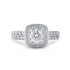 TJD 1.0 Carat Round & Baguette Diamond 14 Karat White Gold Anniversary Ring