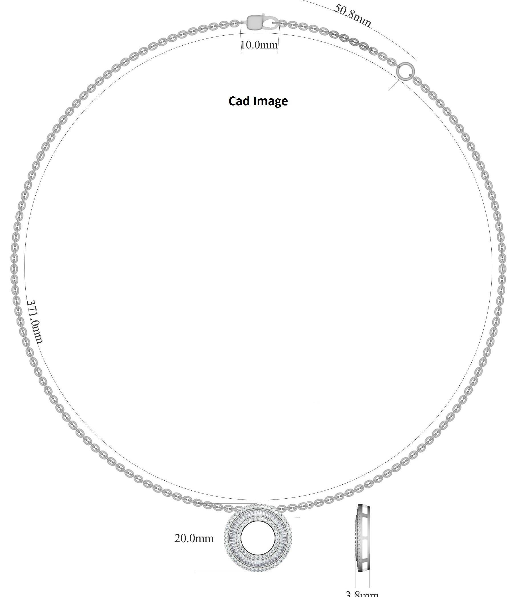 Davvero squisita, la ragazza ammirerà il look senza sforzo di questa graziosa collana di diamanti. La collana circolare con pendente è realizzata in oro bianco da 14 carati e presenta 80 diamanti bianchi rotondi taglio brillante e 50 diamanti