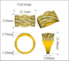 TJD 1.0 Carat Round & Baguette Diamond 14 Karat Yellow Gold Layered Fashion Ring