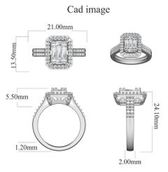 TJD 1.0 Carat Round & Baguette Diamond 14KT White Gold Designer Engagement Ring