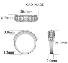 TJD 1.0 Carat Round Brilliant Cut 14K Yellow Gold Designer Wide Band Ring