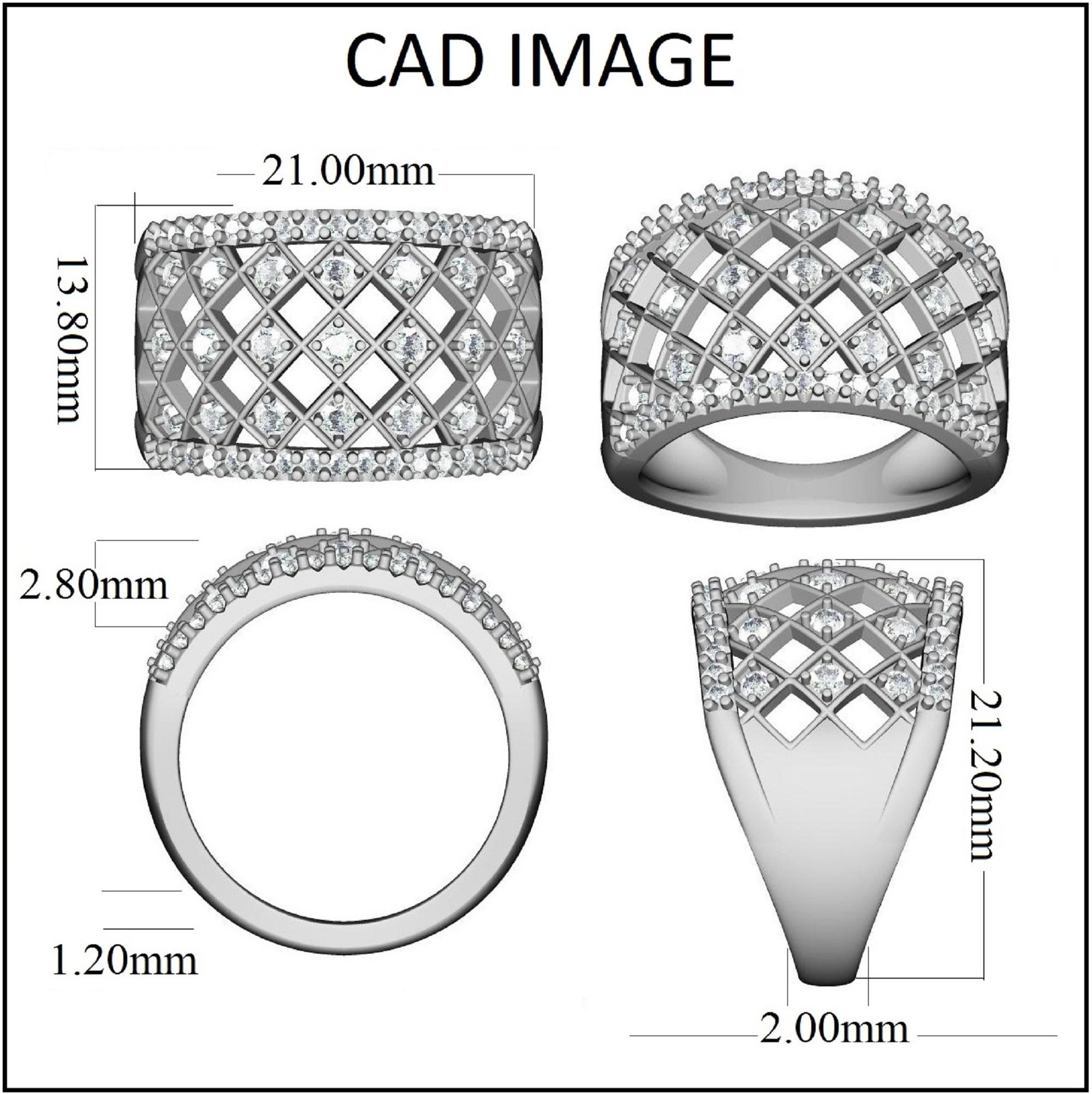 TJD 1,0 Karat runder Diamant 14 Karat Gold Art Deco Stil Netz Ehering im Zustand „Neu“ im Angebot in New York, NY