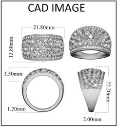 TJD 1.0 Carat Round Diamond 14 Karat Gold Wide Anniversary Wedding Band Ring
