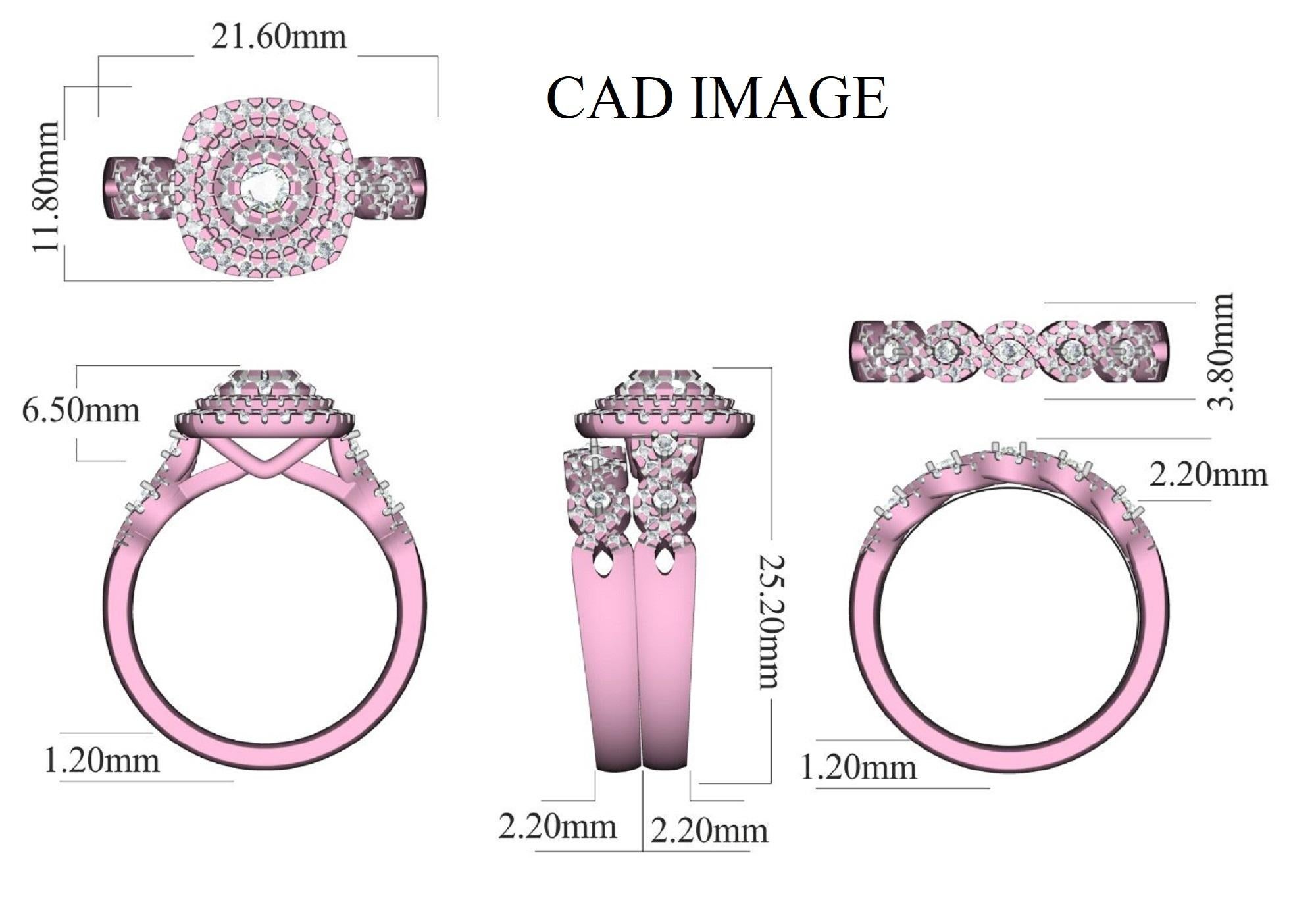 Ein faszinierender Look... dieses stapelbare Diamant-Cluster-Design funkelt von heute an. Der Ring ist aus 14-karätigem Roségold gefertigt und verfügt über runde Brillanten 152 weiße Diamanten, Micro Prong & Prong gefasst, H-I Farbe I2 Klarheit und
