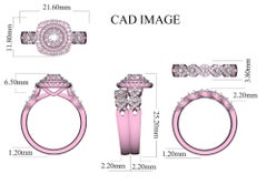 TJD 1.0 Carat Round Diamond 14 Karat Rose Gold Halo Cluster Bridal Set Ring