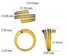 TJD 1.0 Carat Round Diamond 14 Karat White Gold Bypass Fashion Band Ring