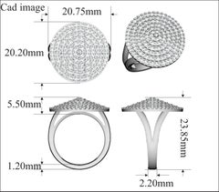 TJD 1,0 Carat Round Diamond 14 Karat White Gold Designer Cluster Disc Ring