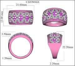 TJD 1.0 Carat Round Diamond 14 Karat White Gold Designer Wedding Band Ring