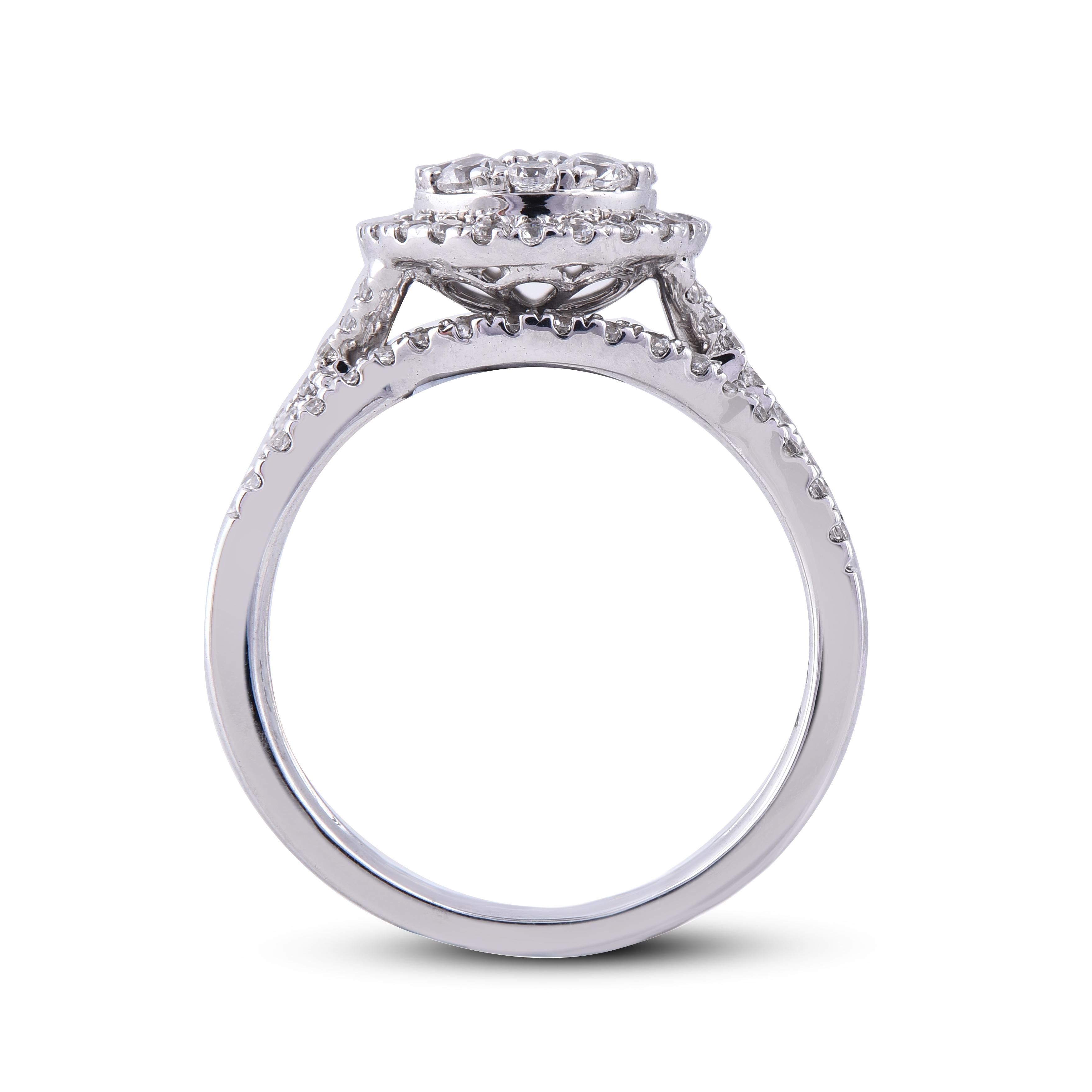 TJD Bague de fiançailles en or blanc 14 carats sertie d'un diamant rond de 1,0 carat Neuf - En vente à New York, NY