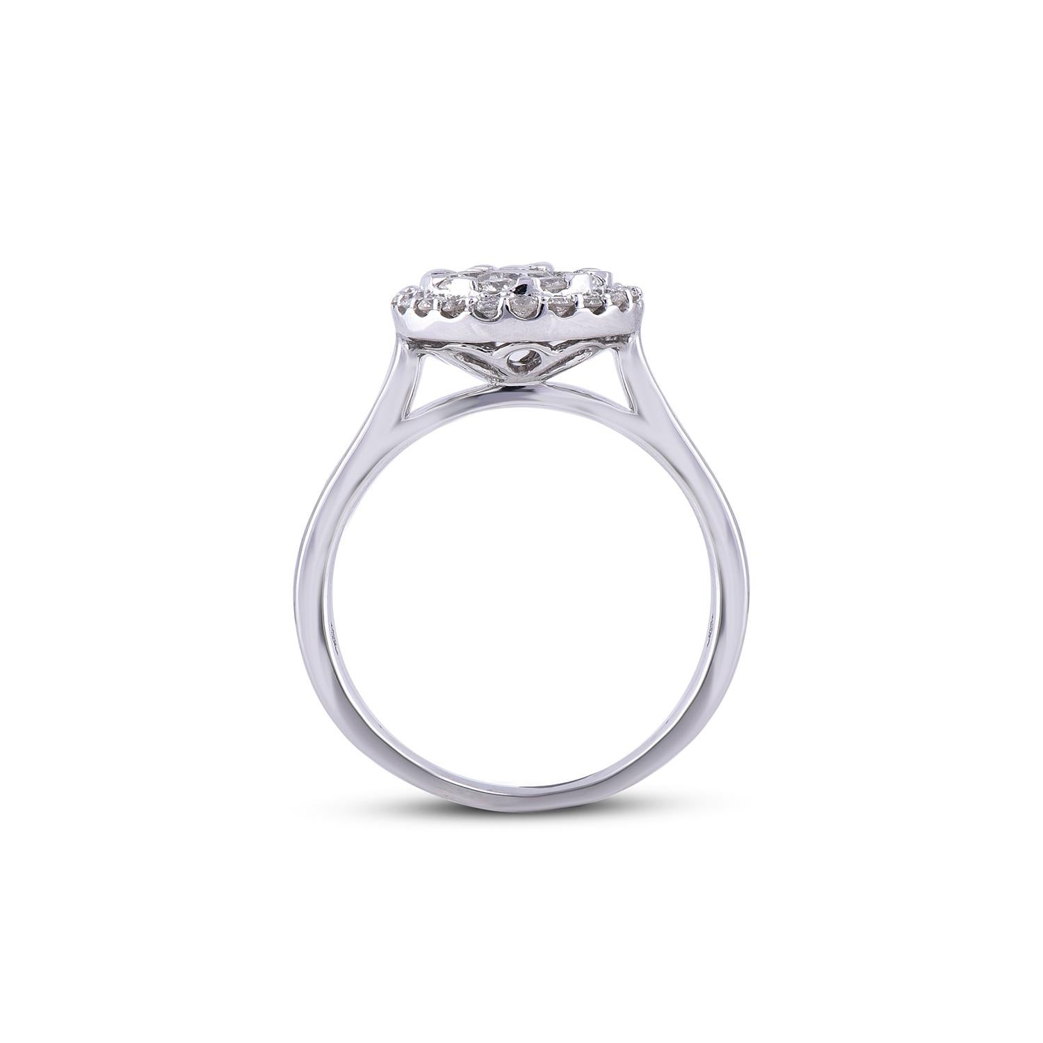 TJD 1.0 Carat Round Diamond 14 Karat White Gold Engagement wedding Ring In New Condition For Sale In New York, NY