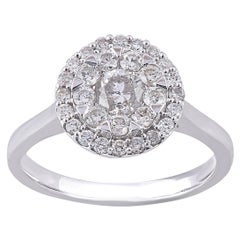 TJD 1.0 Carat Round Diamond 14 Karat White Gold Engagement wedding Ring