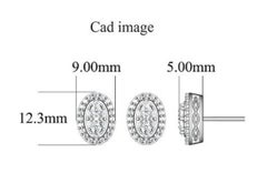 TJD 1.0 Carat Round Diamond 14 Karat White Gold Oval Shaped Stud Earrings