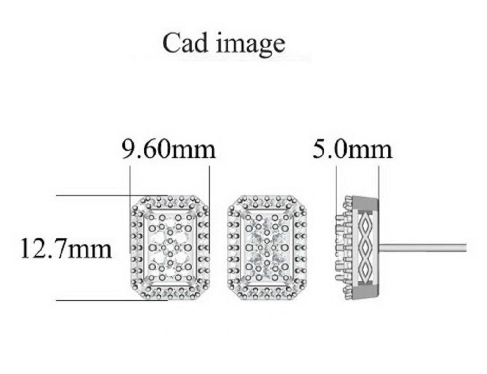 These exquisite diamond cluster stud earrings offer beauty equaled only to her own. These earrings crafted in 14 karat white gold and feature 70 brilliant-cut dazzling diamonds. These timeless stud earrings top post settings that secure comfortably