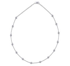 TJD 1.0 Carat Round Diamond 14 Karat White Gold Sparkling Station Necklace