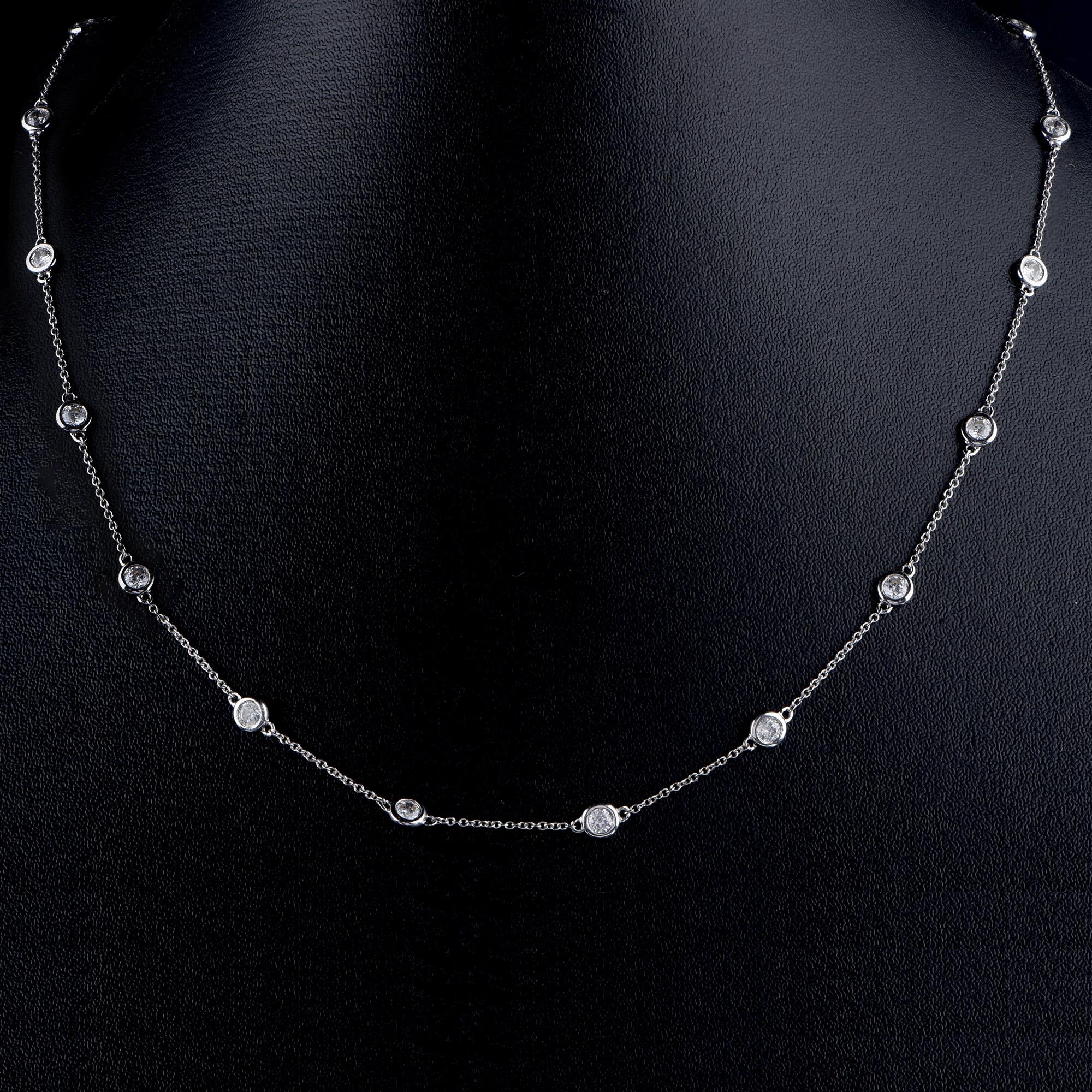 Moderno TJD Collana con diamante rotondo da 1,0 carati in oro bianco 14 kt. in vendita