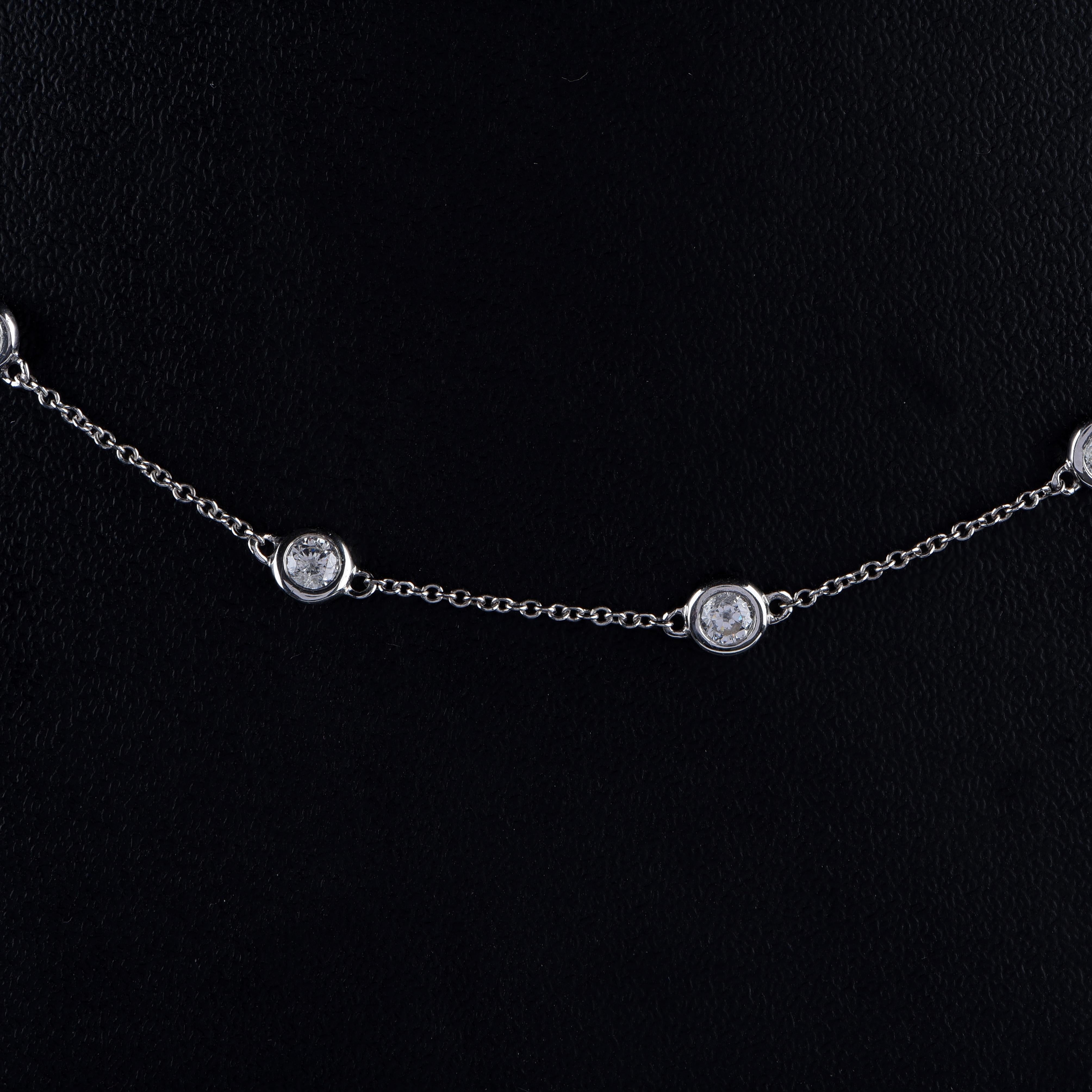 Taglio rotondo TJD Collana con diamante rotondo da 1,0 carati in oro bianco 14 kt. in vendita