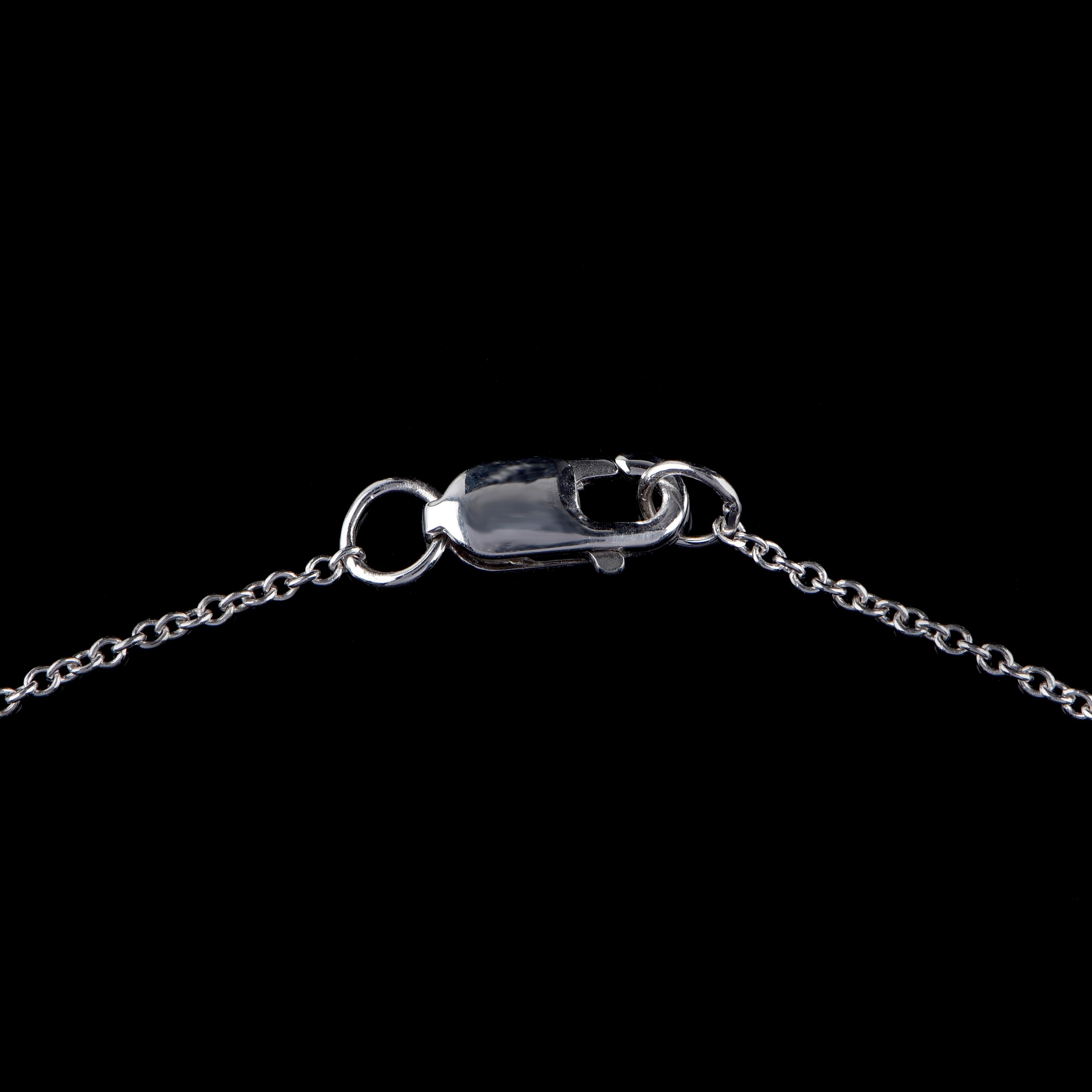 TJD Collana con diamante rotondo da 1,0 carati in oro bianco 14 kt. In condizioni Nuovo in vendita a New York, NY