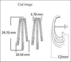 TJD 1.0 Carat Round Diamond 14 Karat White Gold Triple Row Fashion Stud Earrings