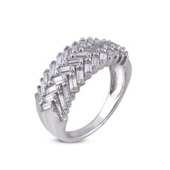 TJD 1,0 Karat runder Diamant 14 Karat Weißgold Zigzag Mode Ehering
