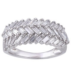 TJD 1,0 Karat runder Diamant 14 Karat Weißgold Zigzag Mode Ehering