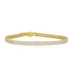 TJD 1.0 Carat Round Diamond Double-Row Tennis Bracelet in 14K Yellow Gold