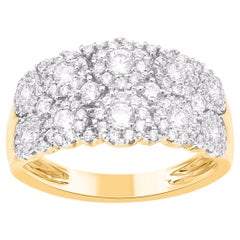 TJD 1.0 Carat Round Diamond 14 Karat Yellow Gold Wedding Band Ring