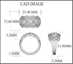 TJD 1.0 Carat Round Diamond 14 Karat Yellow Gold Wide Fashion Band Ring