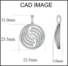 TJD 1.0 Carat Round Diamond 14K White Gold Designer Open Circle Fashion Pendant