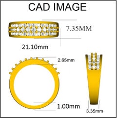 TJD 1.0 Carat Round Diamond 14K White Gold Three Row Half Eternity Wedding Band