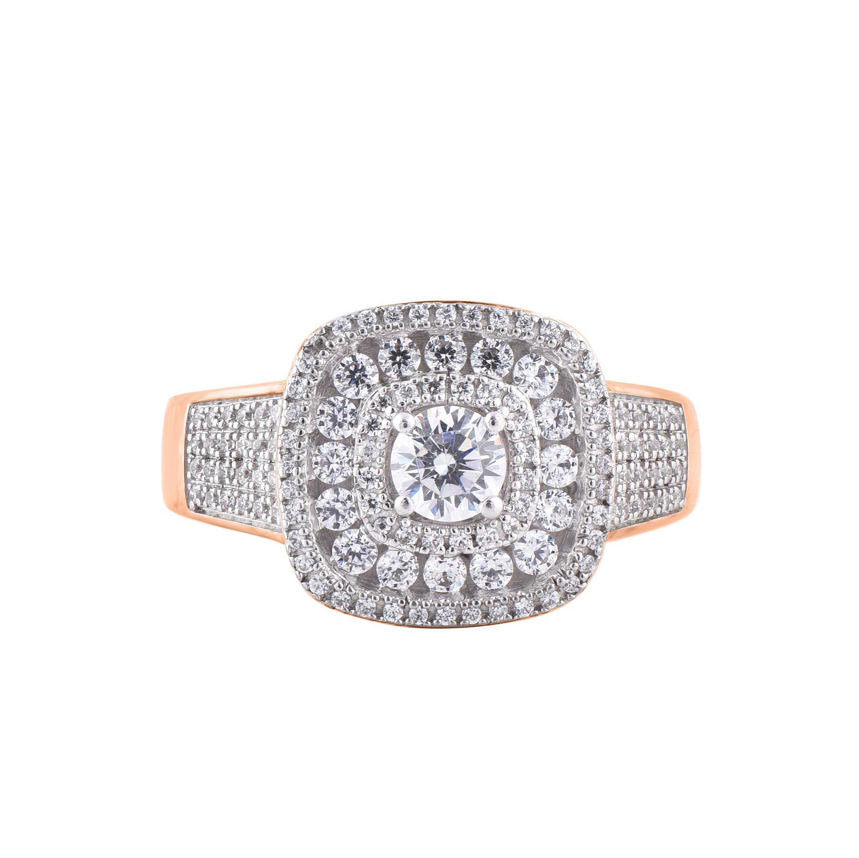 Esprimi il tuo amore per lei nel modo più classico con questo anello di fidanzamento. Splendidamente realizzato dai nostri esperti interni in oro rosa 14 carati e impreziosito da 125 diamanti rotondi a taglio brillante e taglio singolo incastonati