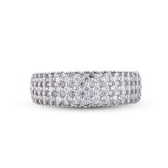TJD 1.0 Carat Round Diamond 14KT White Gold Multi Row Anniversary Wedding Band