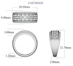 TJD 1.0 Carat Round Diamond 14KT White Gold Multi-row Wedding Anniversary Band