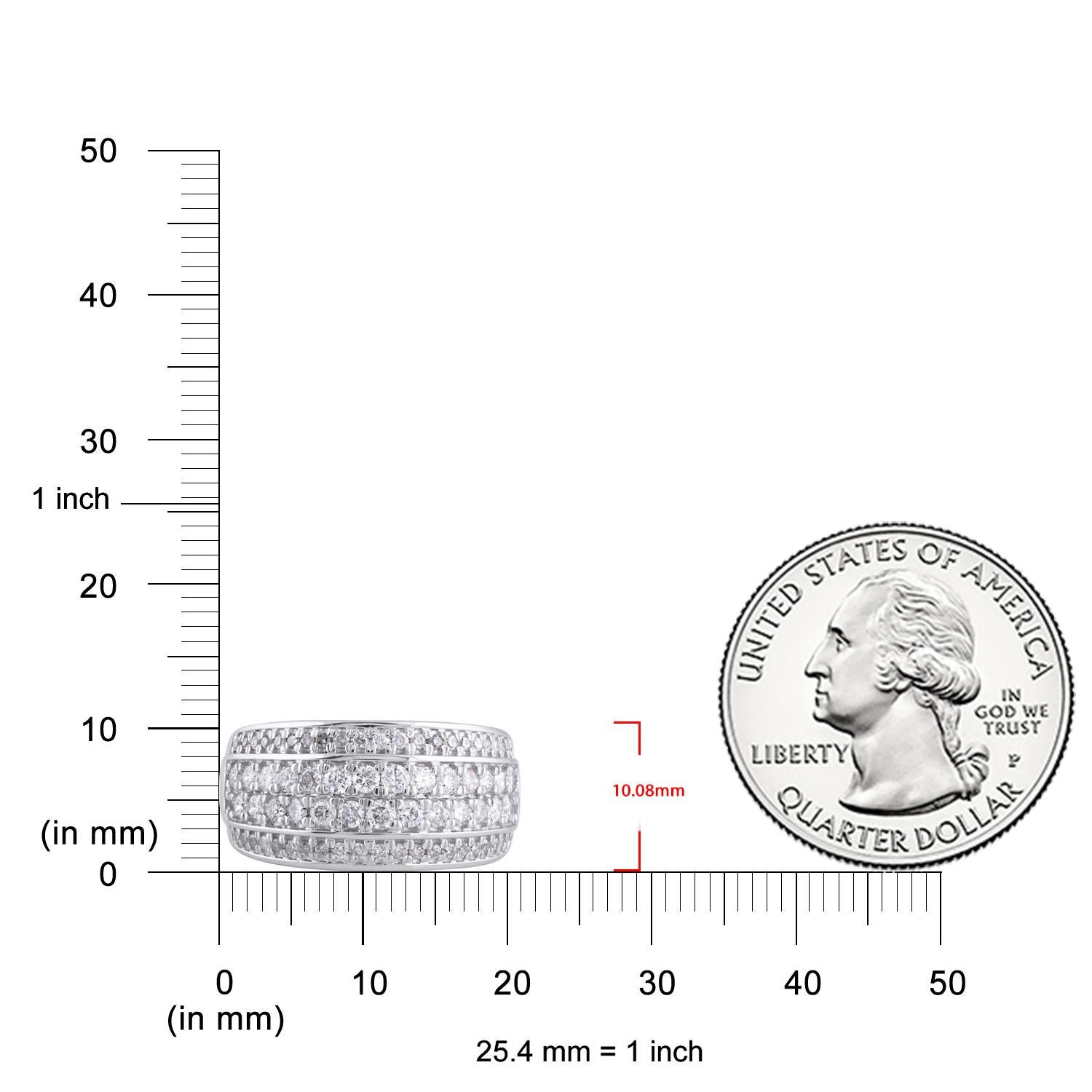 Taglio misto TJD 1,0 carati di diamante rotondo in oro bianco 14KT Anello a fascia larga a più file in vendita
