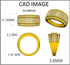 TJD 1.0 Carat Round Diamond 14KT Yellow Gold Multi Row Anniversary Wedding Band