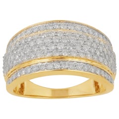 TJD 1.0 Carat Round Diamond 14KT Yellow Gold Multi Row Anniversary Wedding Band TJD 1.0 Carat Round Diamond 14KT Yellow Gold Multi Row Anniversary Wedding Band