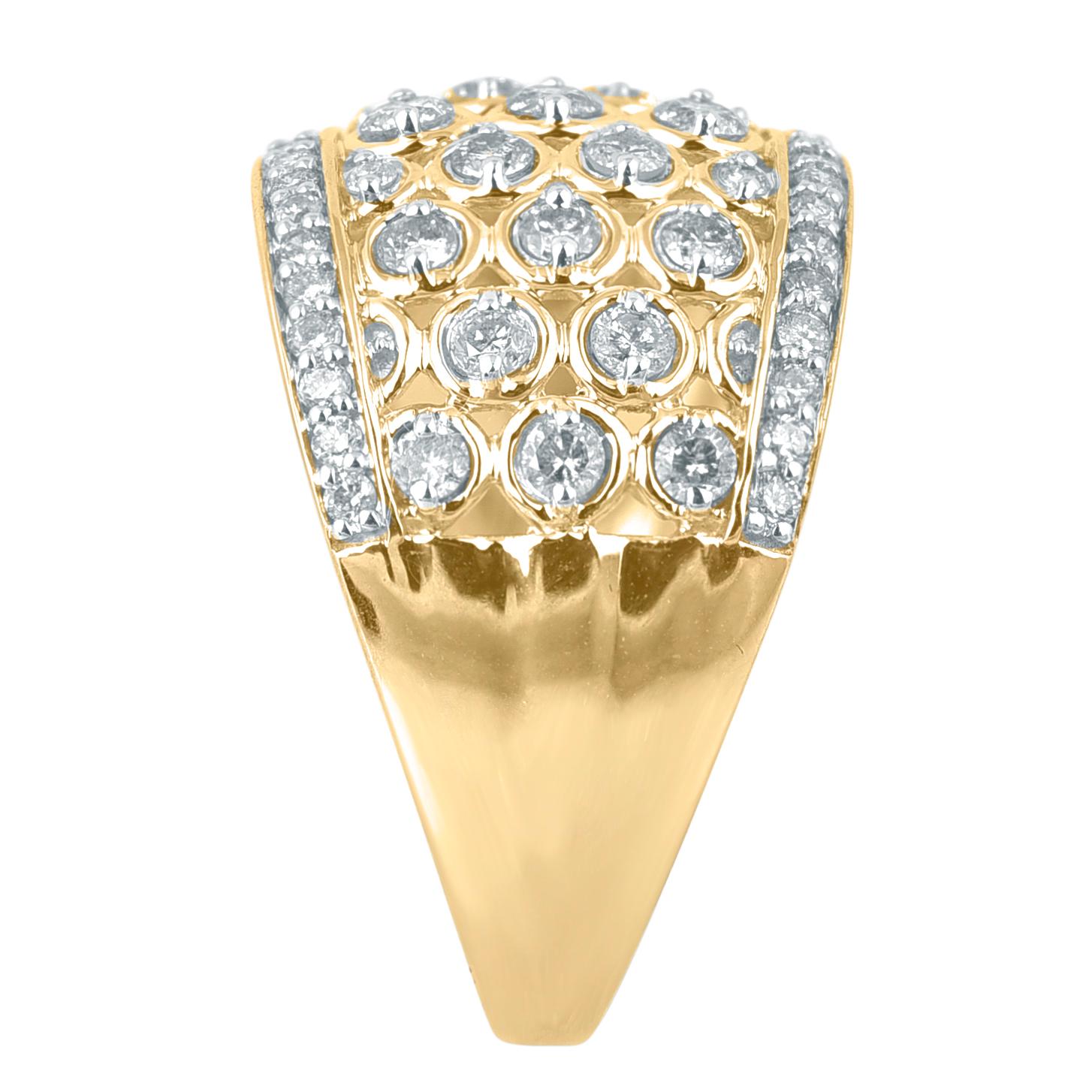 Round Cut TJD 1.0 Carat Round Diamond 14KT Yellow Gold Wide Anniversary Wedding Band Ring For Sale