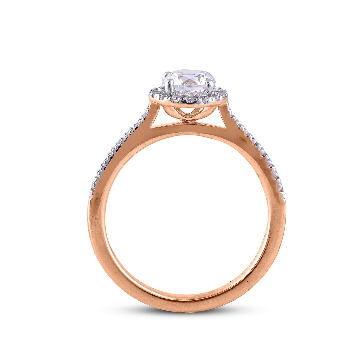 TJD 1.0 Carat Round Diamond 18 Karat Rose Gold Anatomy of Engagement Ring In New Condition For Sale In New York, NY