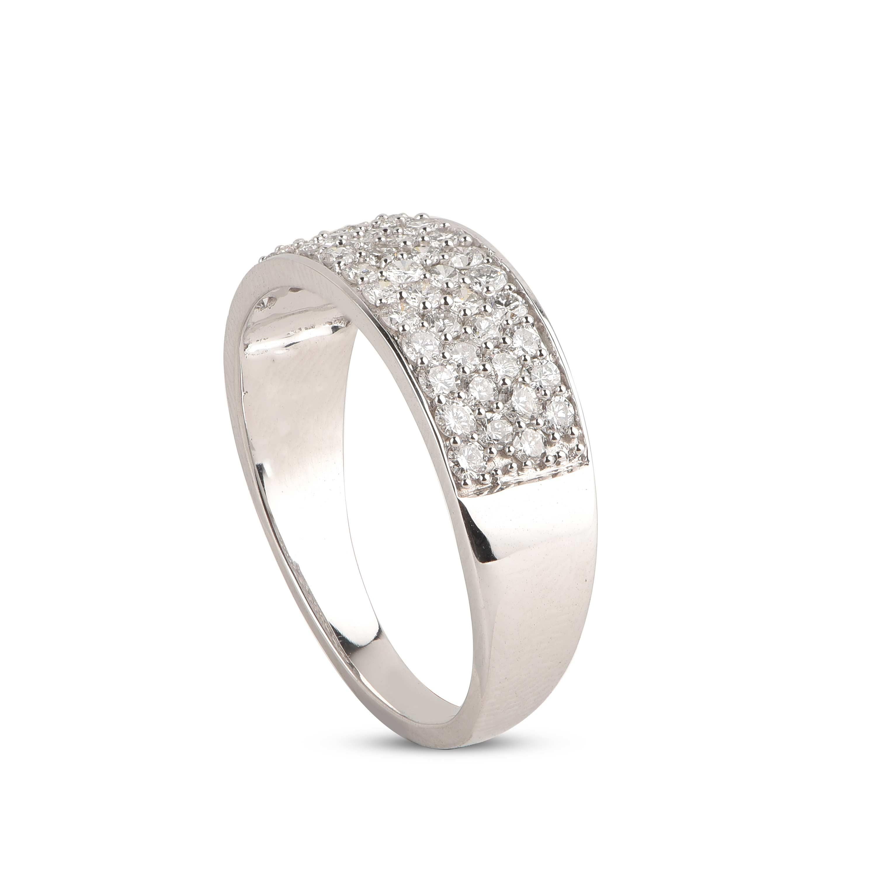 Modern TJD 1.0 Carat Round Diamond 18 Karat White Gold Anniversary/ Wedding Band For Sale