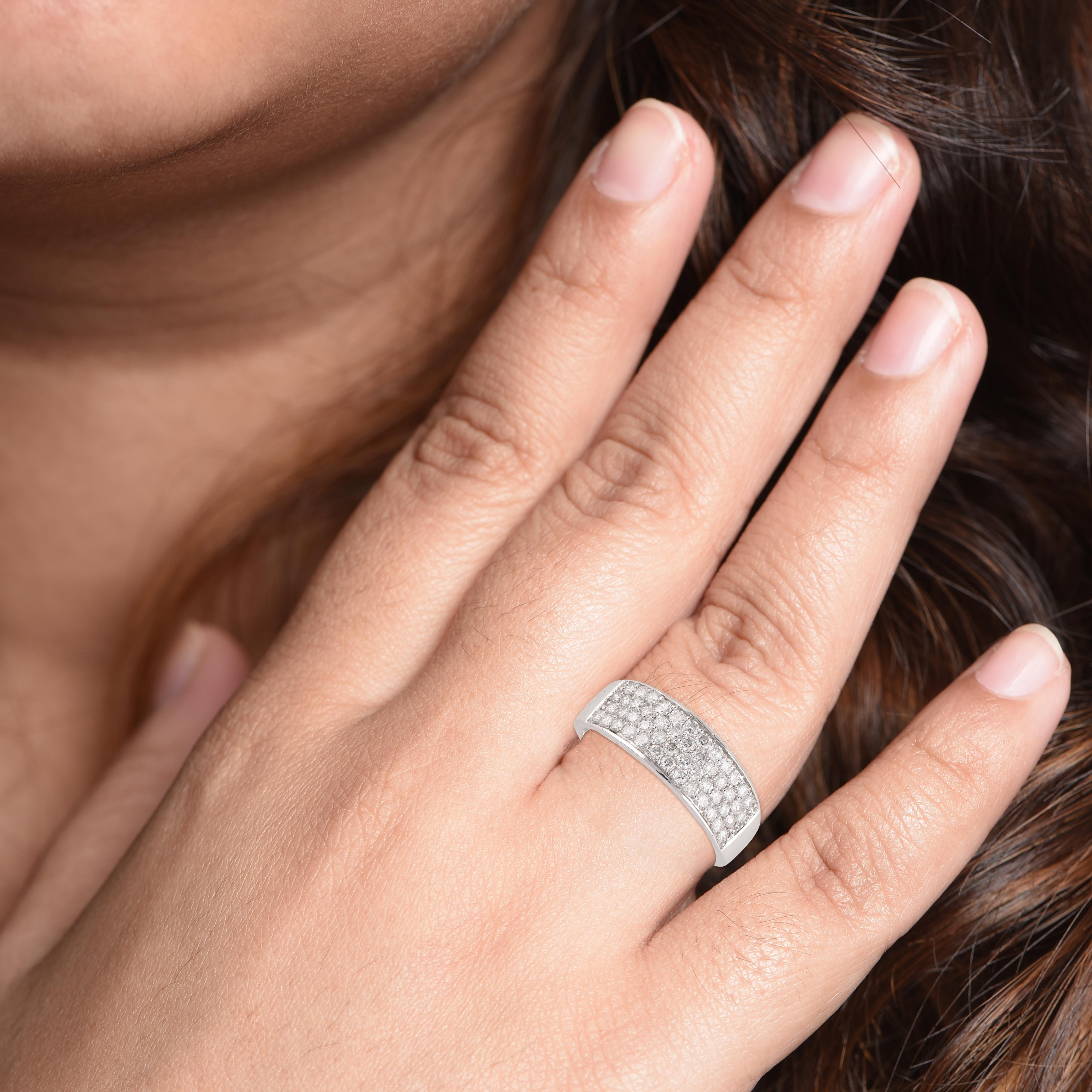 Round Cut TJD 1.0 Carat Round Diamond 18 Karat White Gold Anniversary/ Wedding Band For Sale