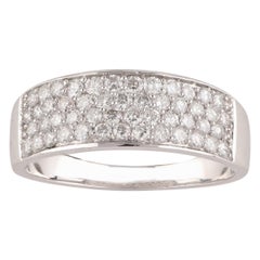 TJD 1.0 Carat Round Diamond 18 Karat White Gold Anniversary/ Wedding Band