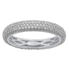 TJD 1.0 Carat Round Diamond Pave Set Full Eternity Ring in 14 Karat White Gold