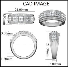TJD 1.0 Carat Round & Princess Cut 14 Karat White Gold Multi Row Diamond Rings