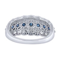 TJD 1.0 Carat White & Blue Treated Diamond 14 Karat White Gold Wedding Band Ring (anneau de mariage en or blanc 14 carats)