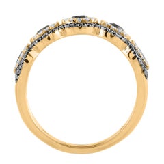 TJD 1.0 Carat White & Treated Black Diamond 14 Karat Yellow Gold Halo Band Ring